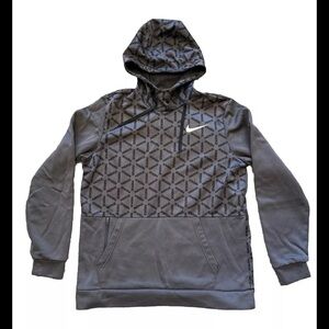 Nike Men's Therma Fit Dark Grey/Black Fleece Hoodie Size M Logo Long sleeve